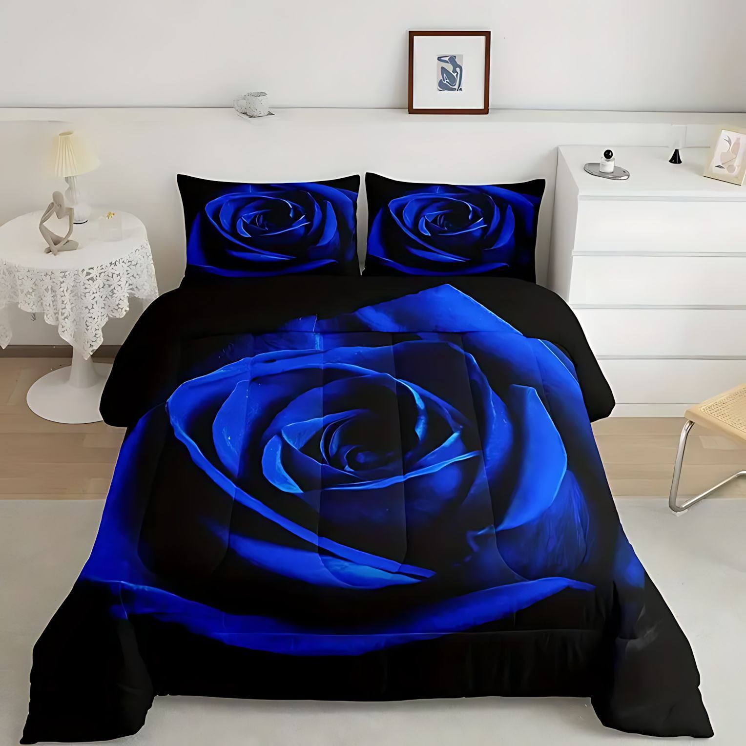 TEMU / JIT transfronterizo textil casero multicolor rosa impresión digital 3D 180gms edredón almohada conjunto de ropa de cama