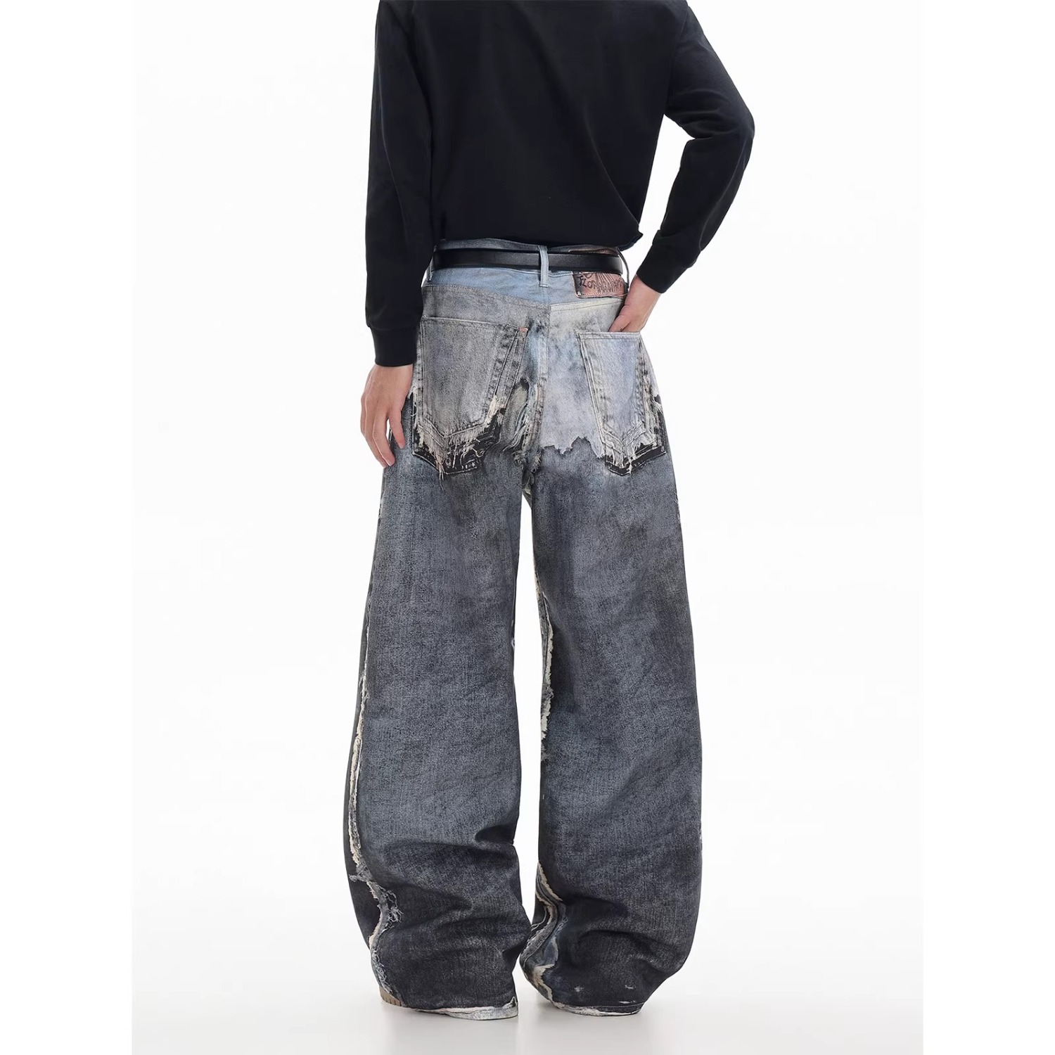 Unisex Distressed Denim Jeans 3D Printed Japanese Streetwear Style Long Pants for Men And Women_mkmklike.com
