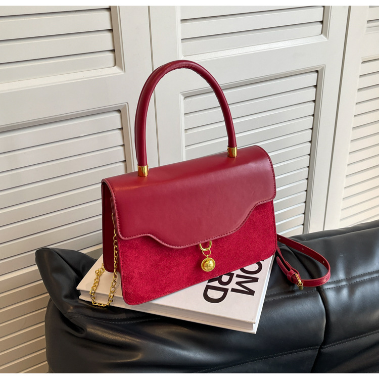 Borsa a tracolla in velluto rosso retro piccola borsa a mano sposa_voghion.com