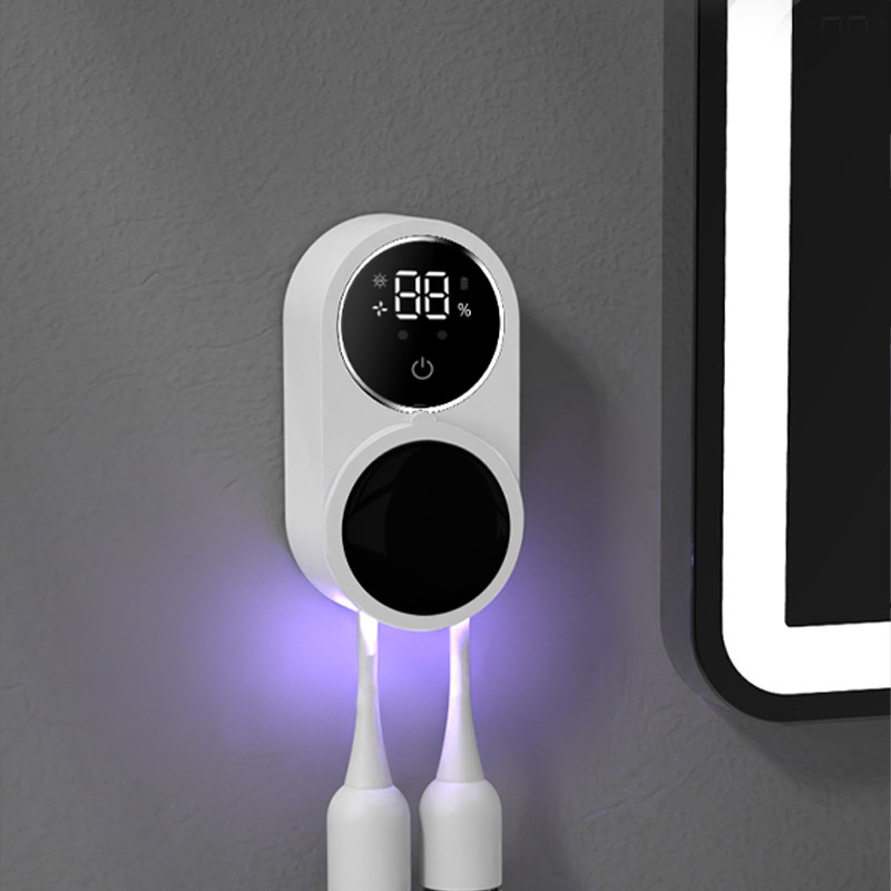 2025 ダブル歯ブラシ滅菌器 UV スマート滅菌空気乾燥壁掛けパンチフリー電動歯ブラシ収納|undefined