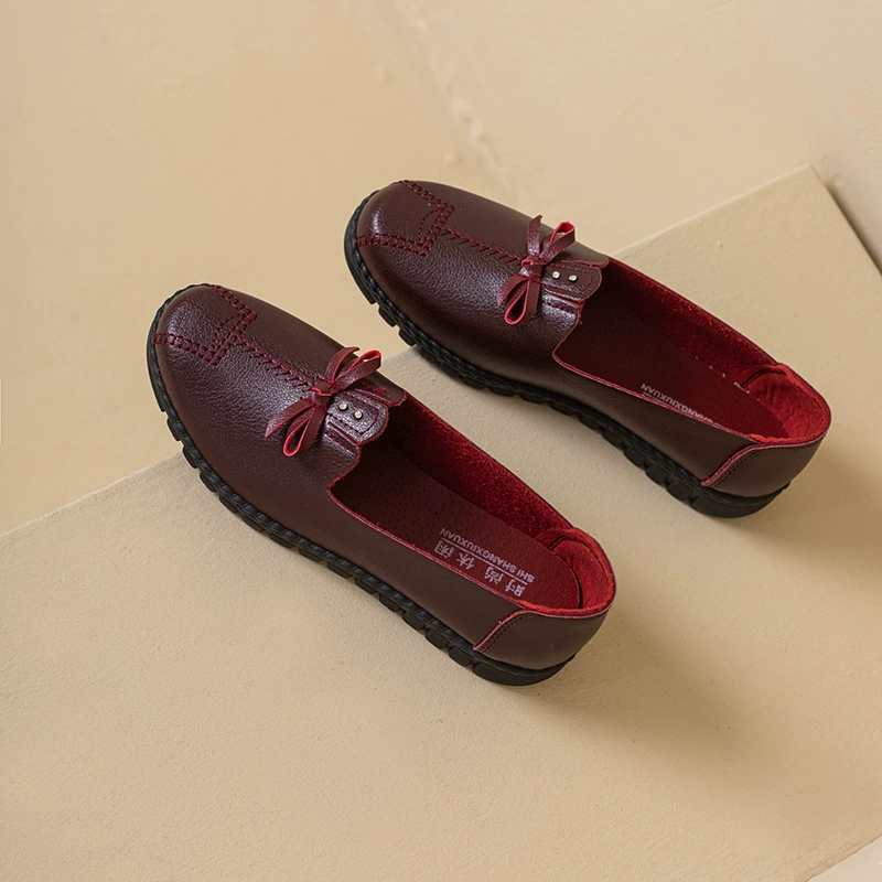 Мама обувь мягкая кожа на мягкой подошве удобная средняя и пожилая женская обувь весной и осенью плоское дно износостойкая водонепроницаемая обувь бабушка кожаная обувь