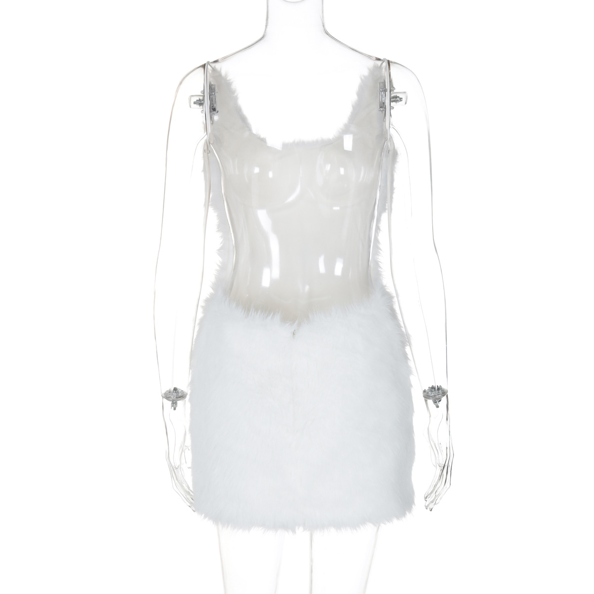 Women Clothing Sexy Hollow Out Cutout Out Backless Zipper Solid Color Furry Sling Sheath Dress Dress