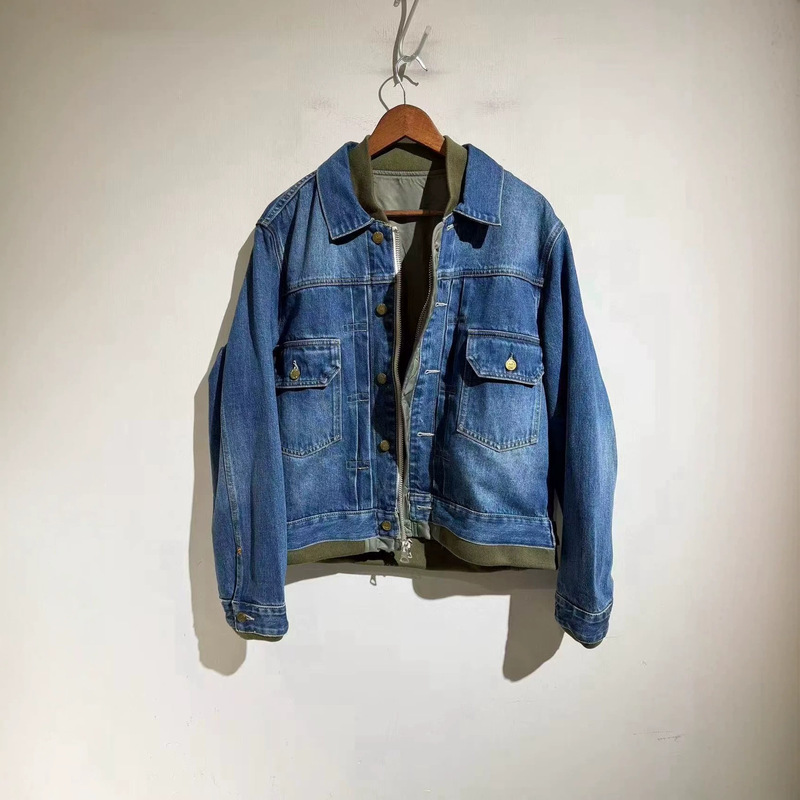 Trendy Brand 2026 Spring Collection Deconstructed Patchwork Reversible Denim Jacket New Spring Style Men's Loose Jacket