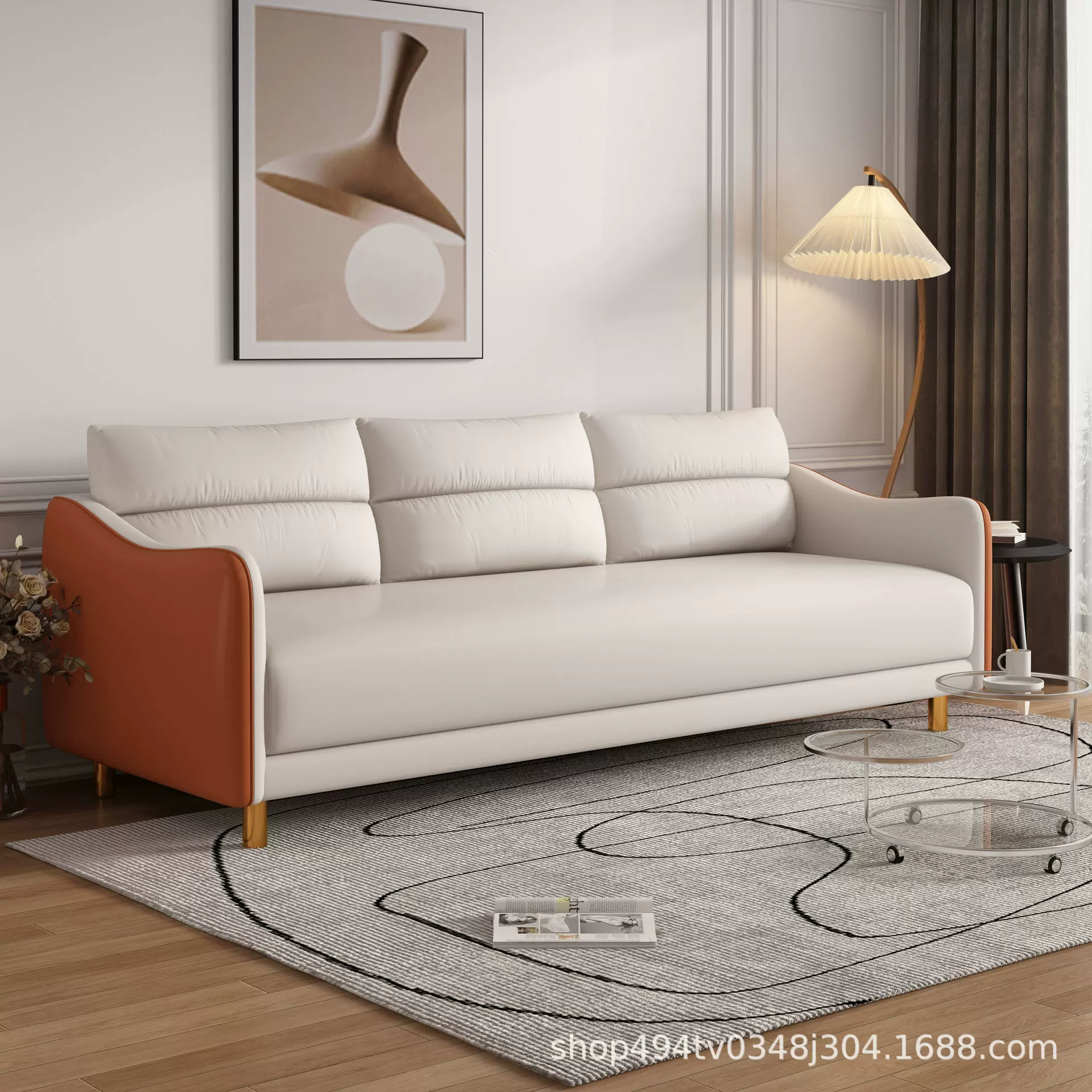 沙发小户型意式极简现代简约客厅办公出租房双三人轻奢新款猫抓皮