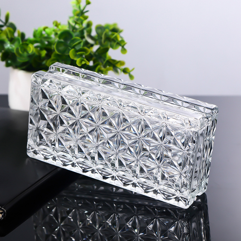 ladrillo de vidrio ultra blanco ladrillo de cristal pared de partición transparente baño opaco ladrillo hueco de patrón solar rojo