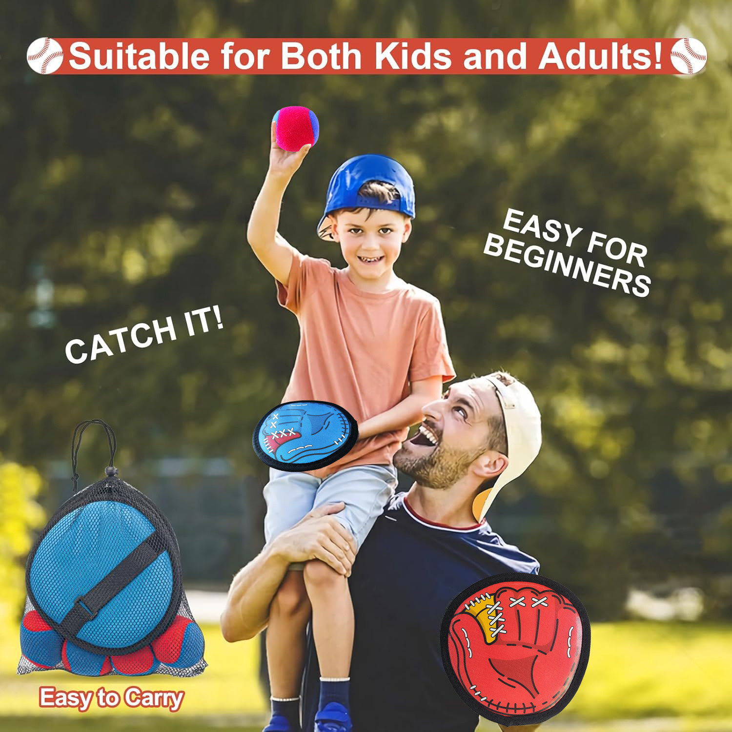 Transfronterizo Amazon lanza bolas de tiro pegajoso béisbol Velcro Guantes de captura Juegos al aire libre para niños Juguetes deportivos