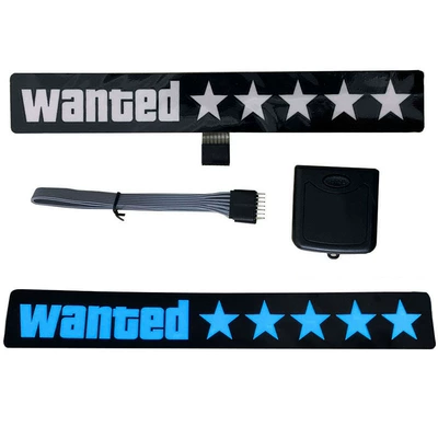 Cross-Border Hot Selling Led Luminous Car Stickers Wanted Five-Star Car Stickers El Cold Light Luminous Car Stickers Boostload (Cold light sheet) - wantedice-blue