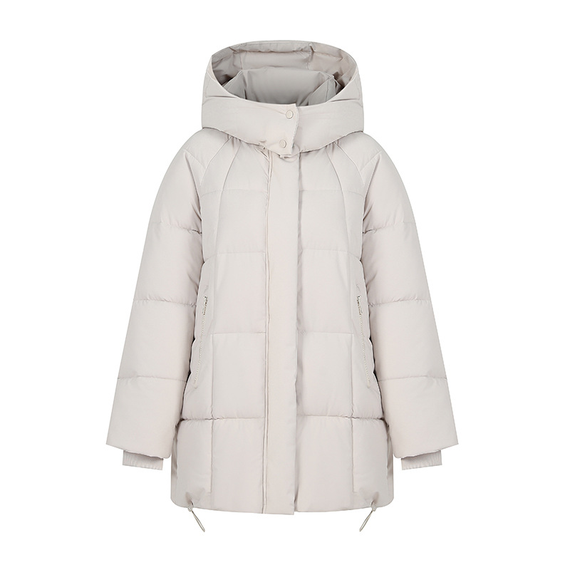 2025 invierno nuevo estilo de alta sensación relajada y cálida gruesa media y larga encapuchada casual hermosa chaqueta de algodón de mujer image 4