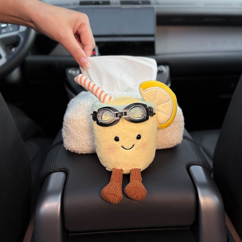 2025 New Model Jc Sunflower Car Tissue Box Car Interior Armrest Box Tissue Bag Car Tissue Bag Cute for Women