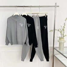 运动针织套装女春秋新款流行宽松显瘦时尚气质卫衣休闲两件套外贸