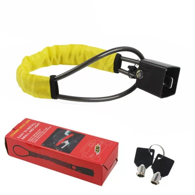 Safety Buckle, Head Lock, Mortgage – Car lock - yellow-steel-cable-lock-with-edge-binding