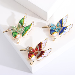 Eurasian fashion colorful dripping oil bird brooch vintage animal cute pin for coat jacket accessory gift