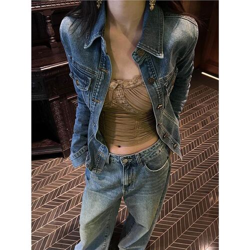American Washed Retro Niche Women's Denim Jacket 2025 Spring Fitted Slimming Casual Jacket Top Trendy