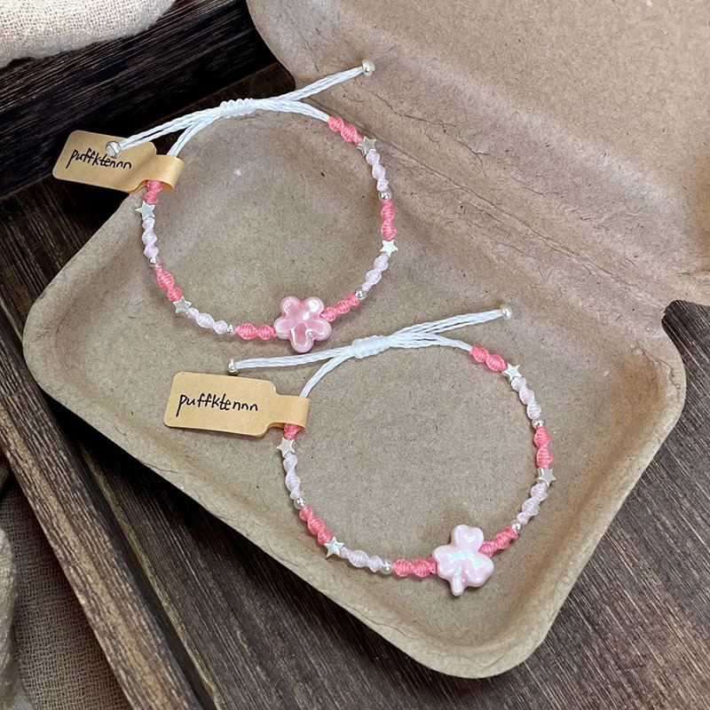 セラミック桜クローバー甘くてかわいいニッチデザインブレスレットガールフレンドギフト多用途でシンプル|undefined