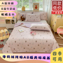 牛奶绒床盖A版全棉B版高克重牛奶绒夹棉可爱风床盖三件套单床盖-9
