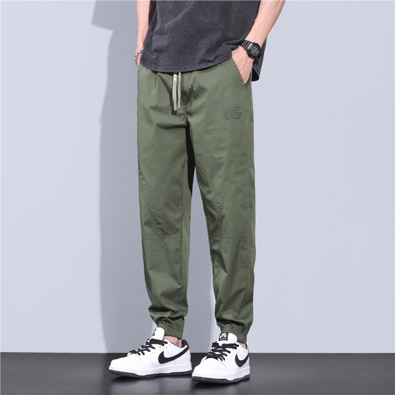 Summer Thin Trendy Brand Harlan Pants Men's Loose Tight Waist and Foot All-match Casual Pants Men's khaki Overalls