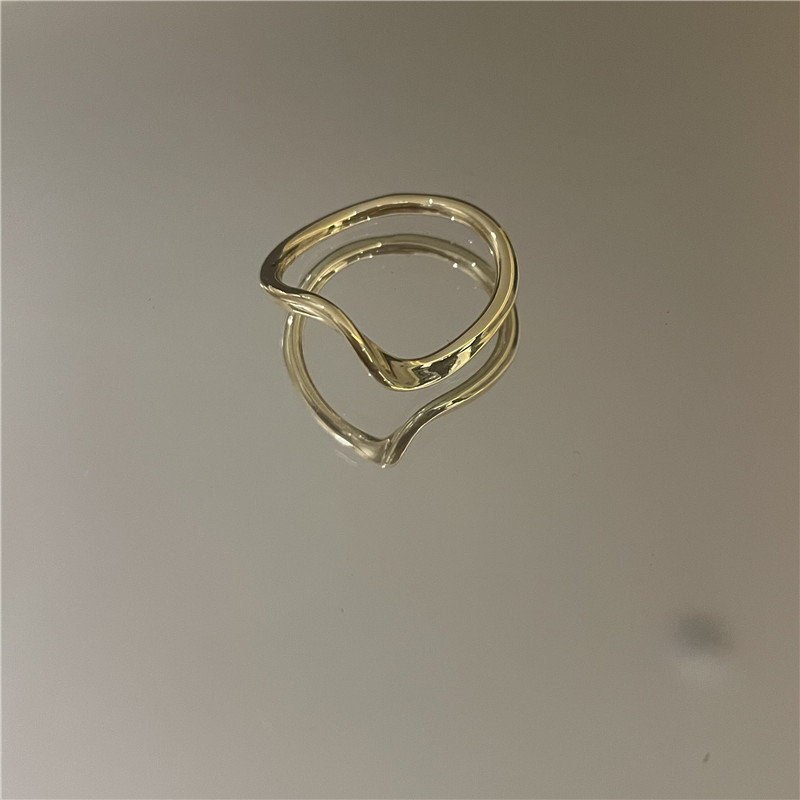 Korea simple smooth wave plain metal plated gold ringpicture5