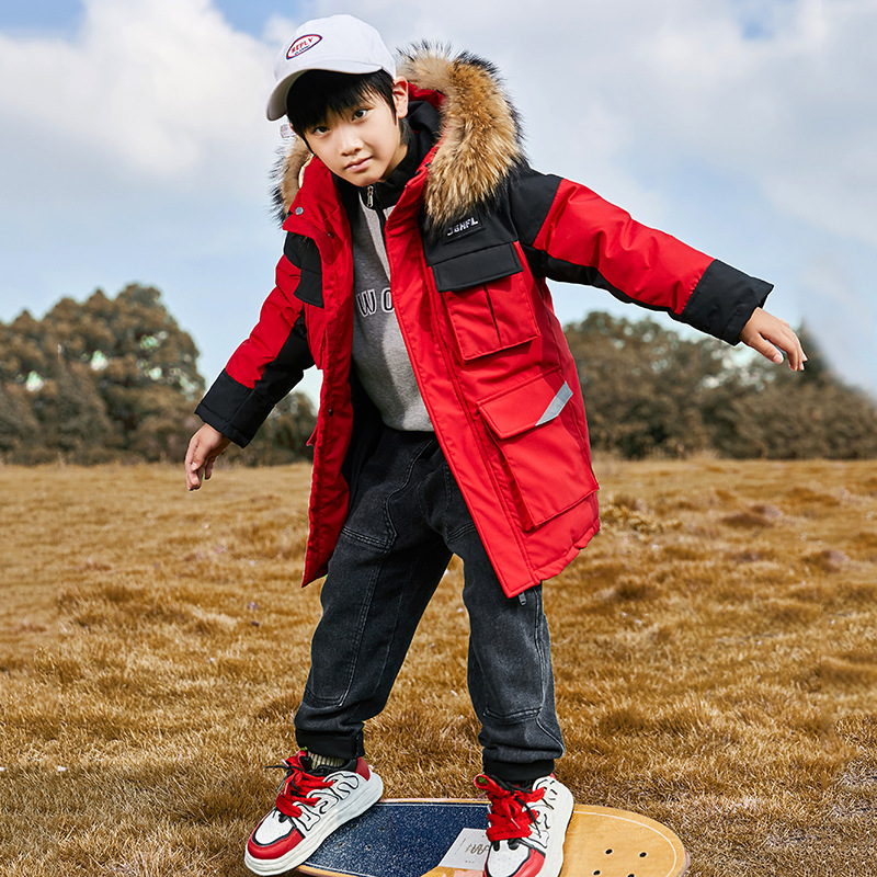 kid's clothing Children's down jacket for boys with long fur collar overalls and thick large children's coat for children_voghion.com