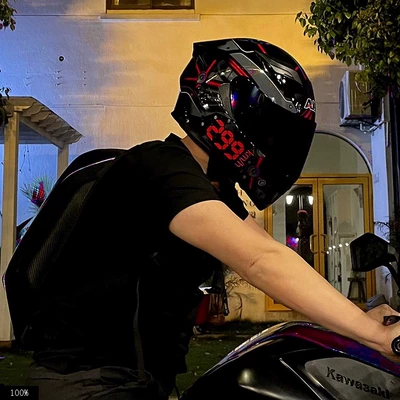 Factory Direct Delivery Ais Motorcycle Motosiklet kaskı (dəbilqə) - red-quickly-with-black-mirror-m