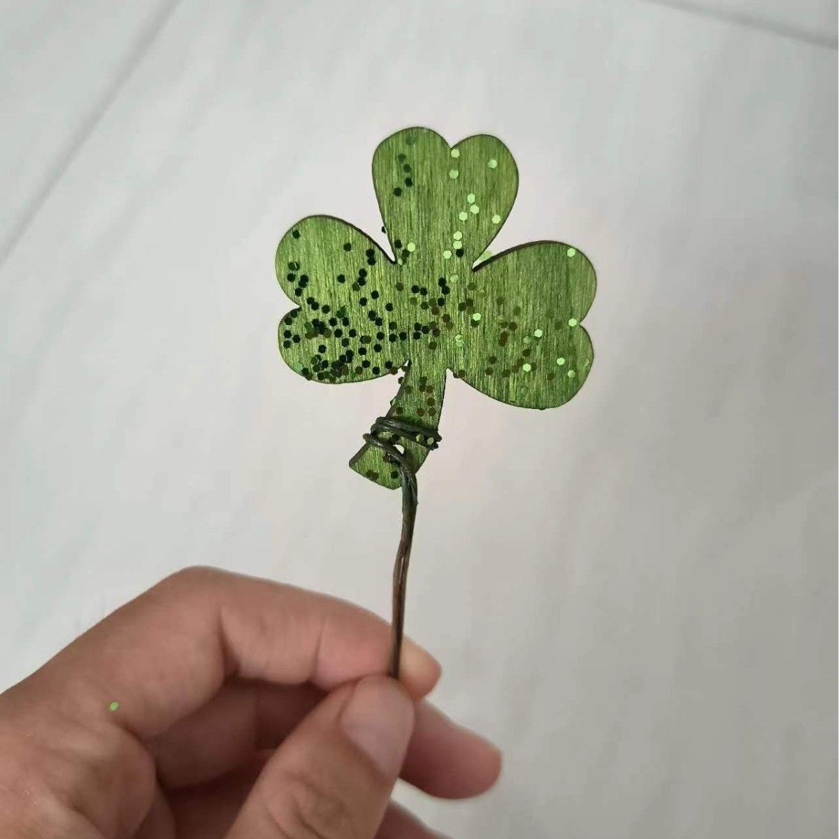 Patrick Shamrock Accessories Lucky Green Wreath Rattan Glitter Wood…