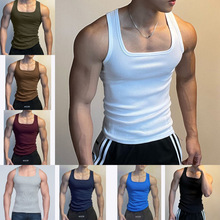 跨境美式螺纹紧身弹力速干背心男吊带健身坎肩无袖工字透气背心