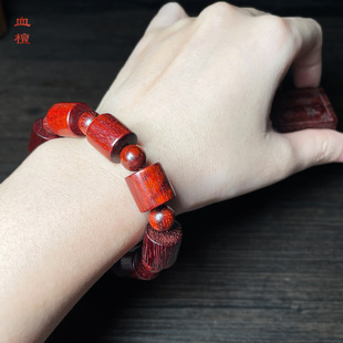 Zambia red sandalwood 12mm barrel beads separated beads blood sandalwood bracelet simple Chinese ethnic style travel companion gift