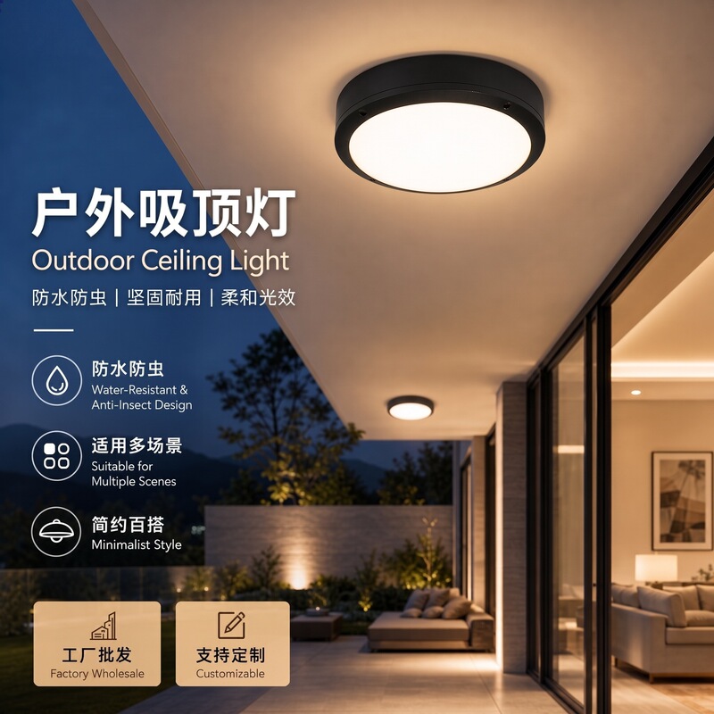 Outdoor Ceiling Lamp Waterproof and Insect-Proof Balcony Entrance Door Pavilion Corridor Aisle House Courtyard Led Ceiling Lamp