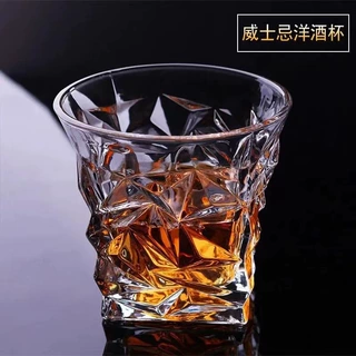 冰河威士忌酒杯洋酒杯家用套装欧式冰裂玻璃杯创意ins风酒吧酒具