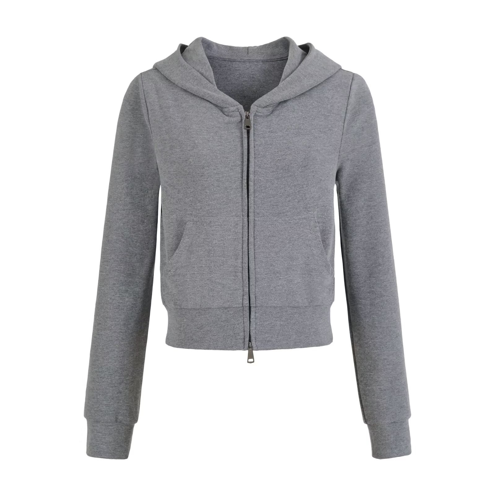 Winter Sporty Casual Fitness Women's Sweatshirt And Pants Set Hooded Zip up Sweatshirt Low Rise Drawstring Pants_ecoleips.com