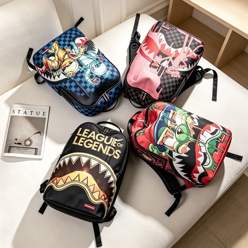 Cross-border 26SS trendy brand travel enthusiast shark pattern limited edition backpack skateboard backpack collection in stock for direct delivery