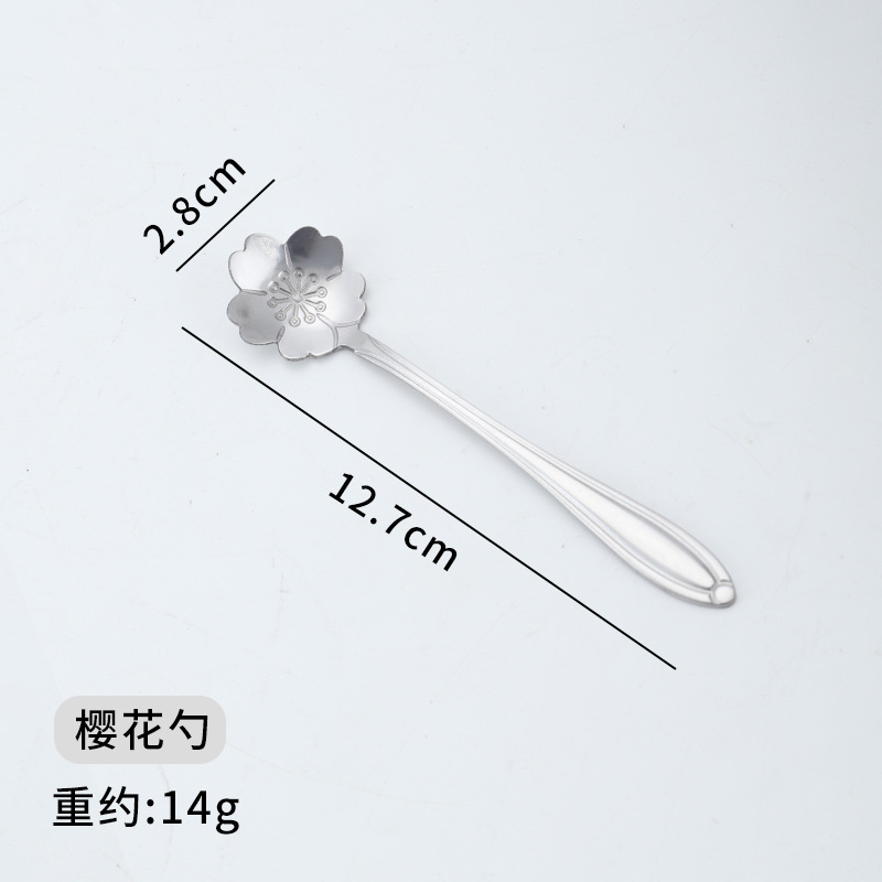 Cuchara de acero inoxidable Oro creativo Rose flor de cerezo cuchara agitación taza postre cuchara de café Nido de pájaro cuchara de miel
