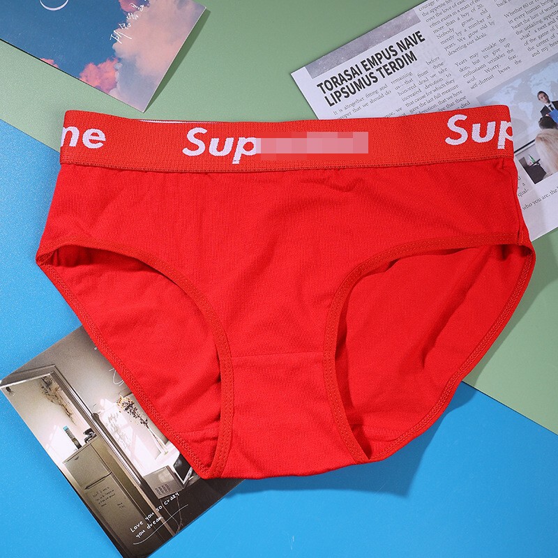Cross-border trendy brand SUP women's loose-fitting briefs with letter color blocking, pure cotton, breathable, skin-friendly, plus-size, wholesale triangle briefs Cross-border trendy brand SUP women's loose-fitting briefs with letter color blocking, pure cotton, breathable, skin-friendly, plus-size, wholesale triangle briefs