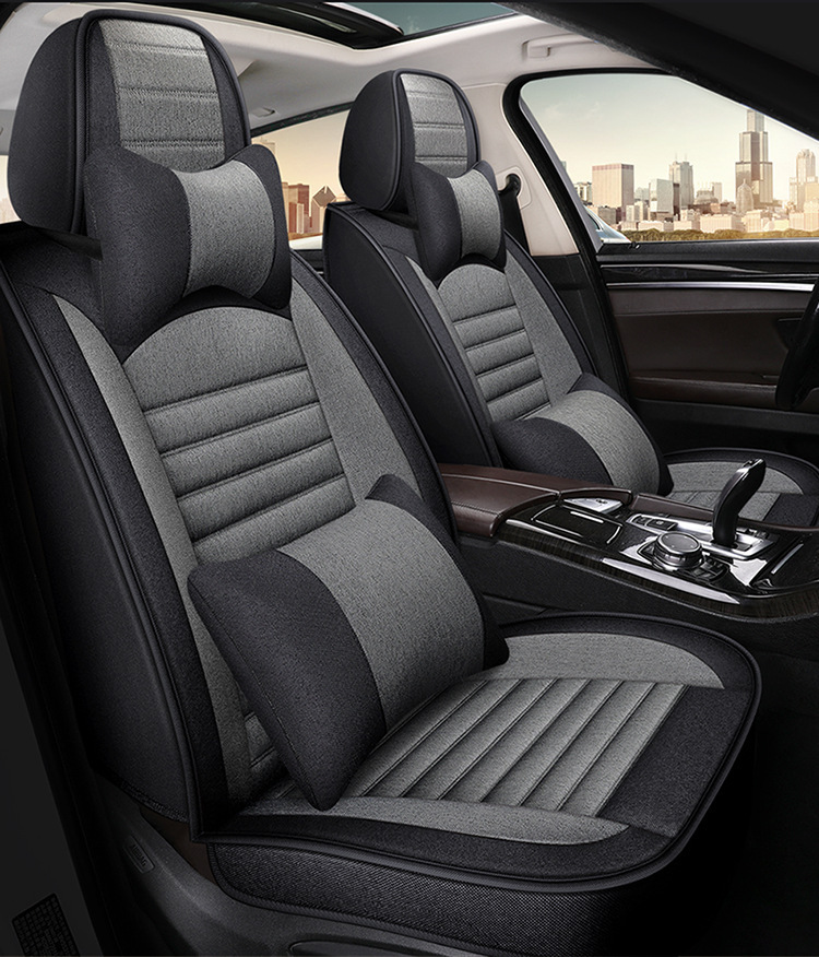 Summer New Fully Surrounded Car Special Seat Cushion Linen Car Cushion Five-Seater Universal Seat Cover Linen Breathable Seat Cushion