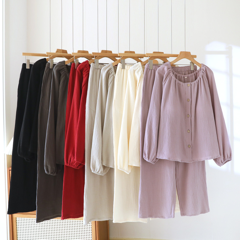 Round Neck Cloud Soft Chest Pad Set Home Women's Spring and Autumn Loose Long Sleeve Trousers Casual Plaid Casual Pajamas Set Round Neck Cloud Soft Chest Pad Set Home Women's Spring and Autumn Loose Long Sleeve Trousers Casual Plaid Casual Pajamas Set