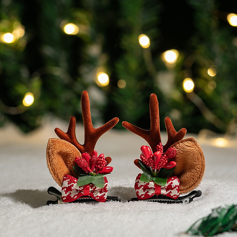 Adorable cabello de Navidad corno de ciervo cinco estrellas cabeza de banda de cabello de Navidad para niños corpos de cabello de decoración accesorios clipes de cabello