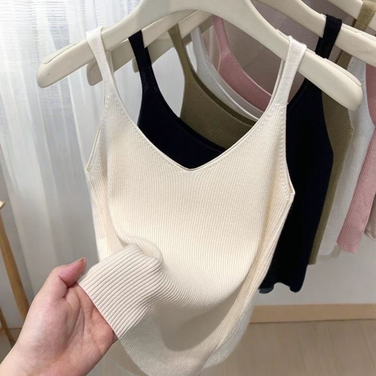 Solid color summer knitted comfortable short sexy base vest…