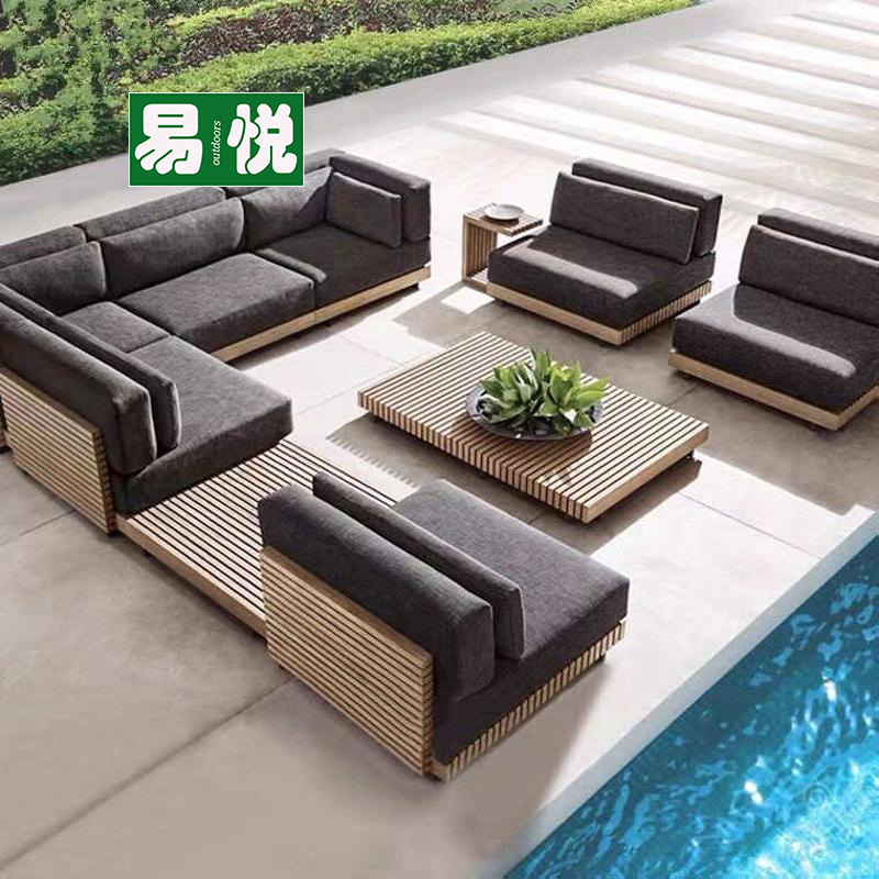 Diseñador al aire libre sofá slumber patio hotel balcón sofá al aire libre jardín de alta gama sofá de teca al aire libre