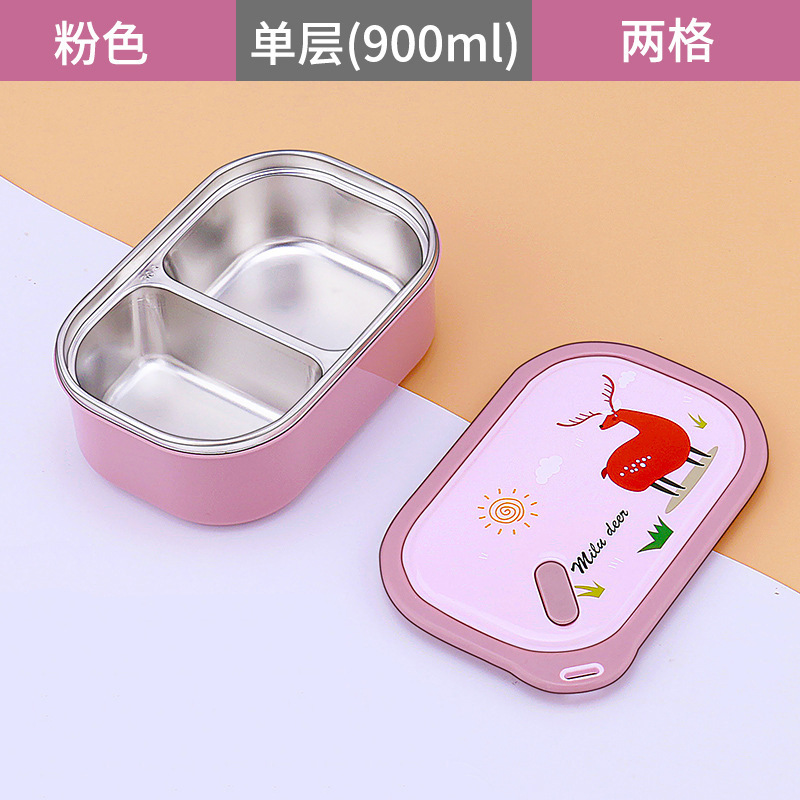 Xinfan 304 de acero inoxidable con aislamiento lonchera de una sola capa compartimiento del estudiante calefacción portátil caja de almuerzo de dibujos animados