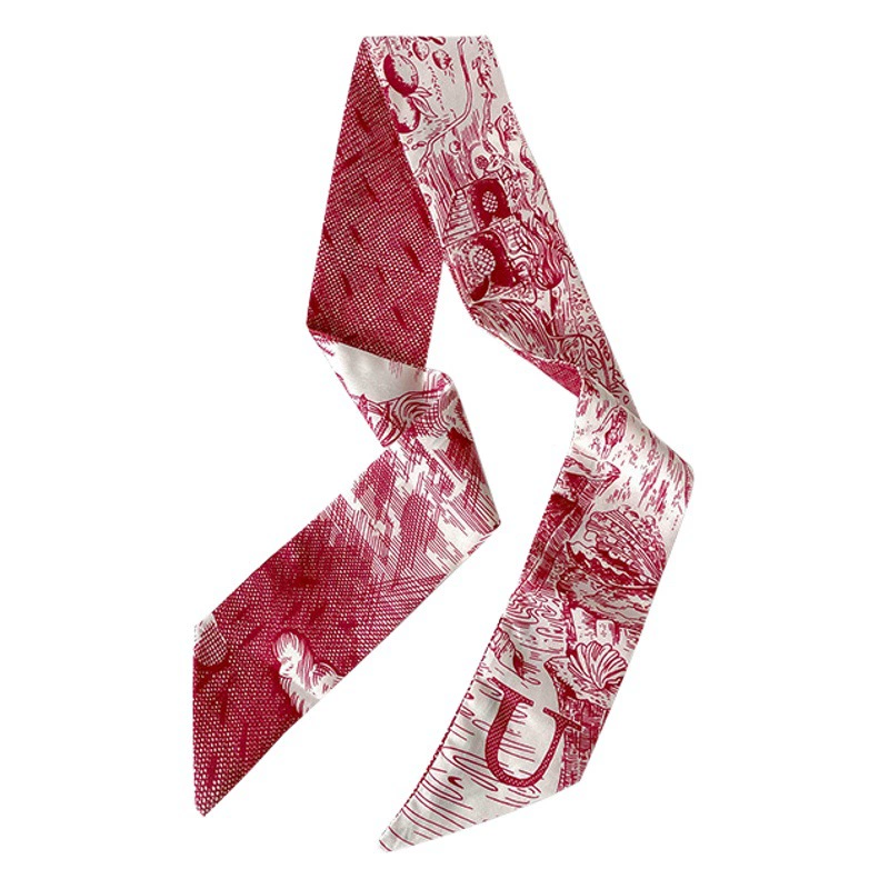 Корейский стиль Новый 26 букв цветочный узкий длинный маленький шелковый шарф галстук для волос галстук сумка лента ручной подарок шелковый шарф пояс для волос