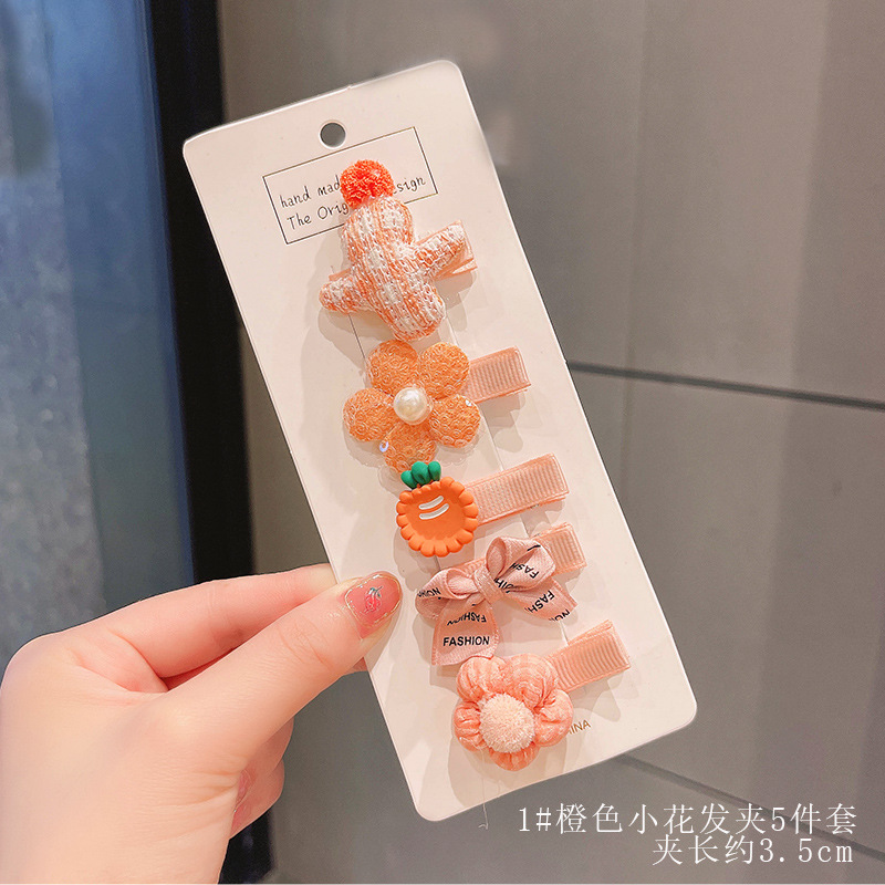 1#오렌지 꽃 머리핀 [5종 세트]
