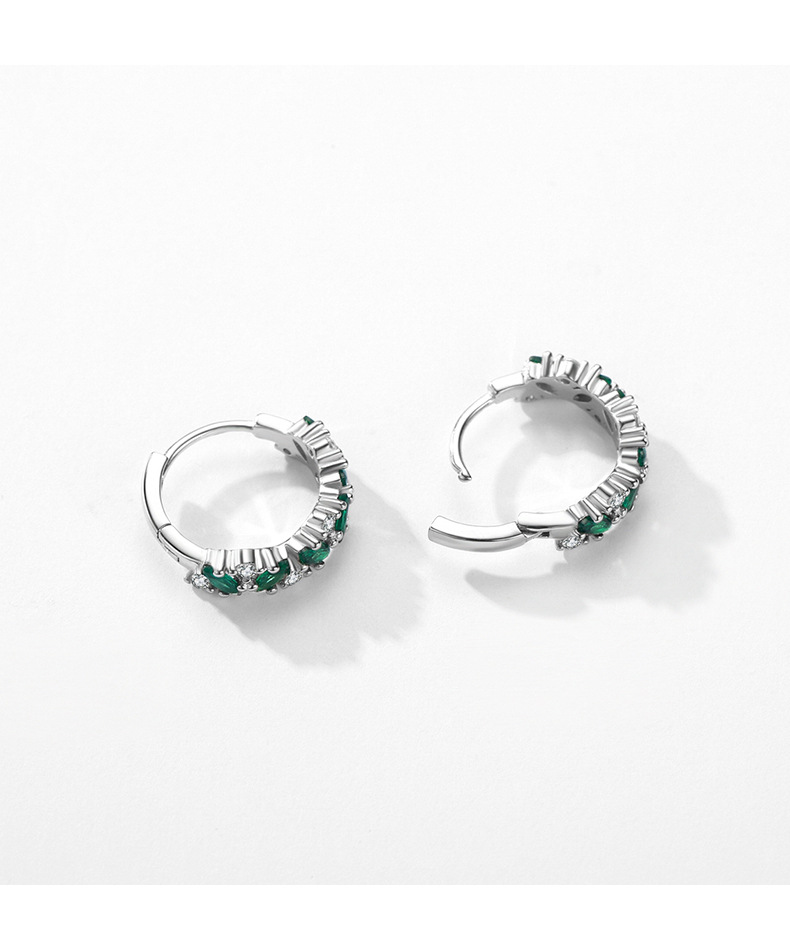 Fashion Flower Silver Plating Inlay Zircon Earrings 1 Pair