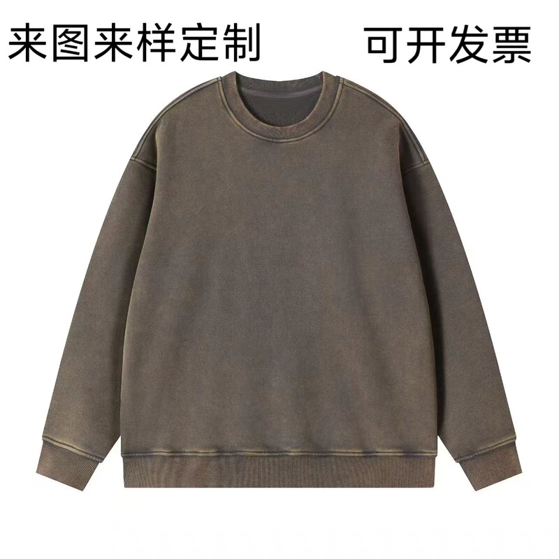 Autumn and Winter Hot-Selling American-Style Heavyweight Trendy Brand Loose-Fitting Washed Snowflake Sweatshirt Pullover Short-Sleeve Couple Outfit