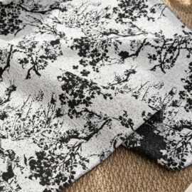 双面黑白泼墨梅花色织提花面料复古服装设计布毕业设计手工diy