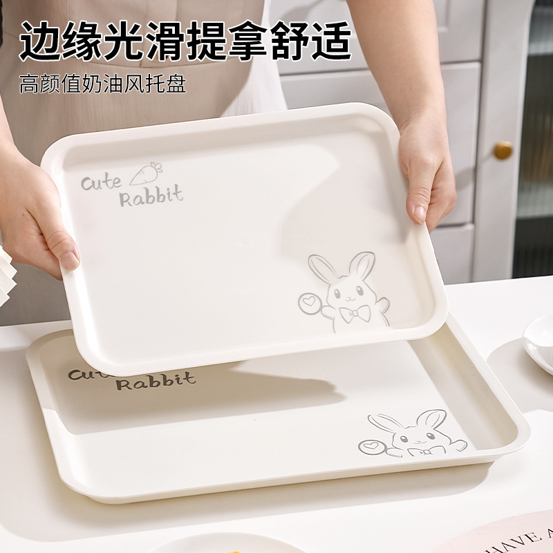 bandeja de plástico rectangular doméstica de cocina bandeja de té de refresco de frutas bandeja de té de almacenamiento simple anti-caída bandeja de barbacoa anti-sucia