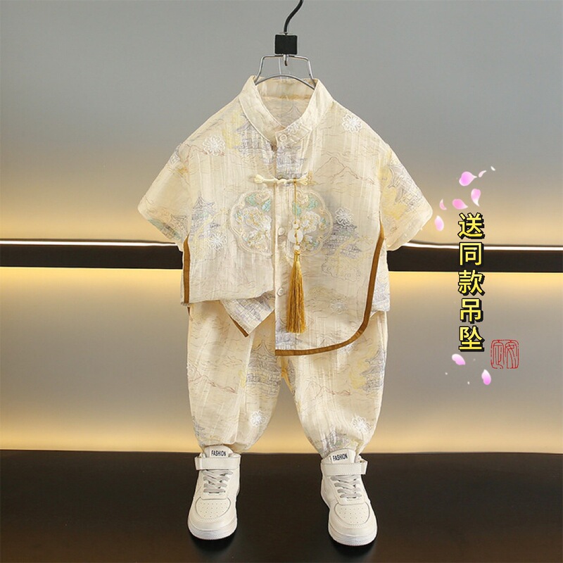 One-Year-Old Boy's Dress, Boy's New Chinese Style National Style Suit, Summer Dress, Kidsren's Han Dynasty, Dragon Boat Festival Baby Clothes, Tang Suit