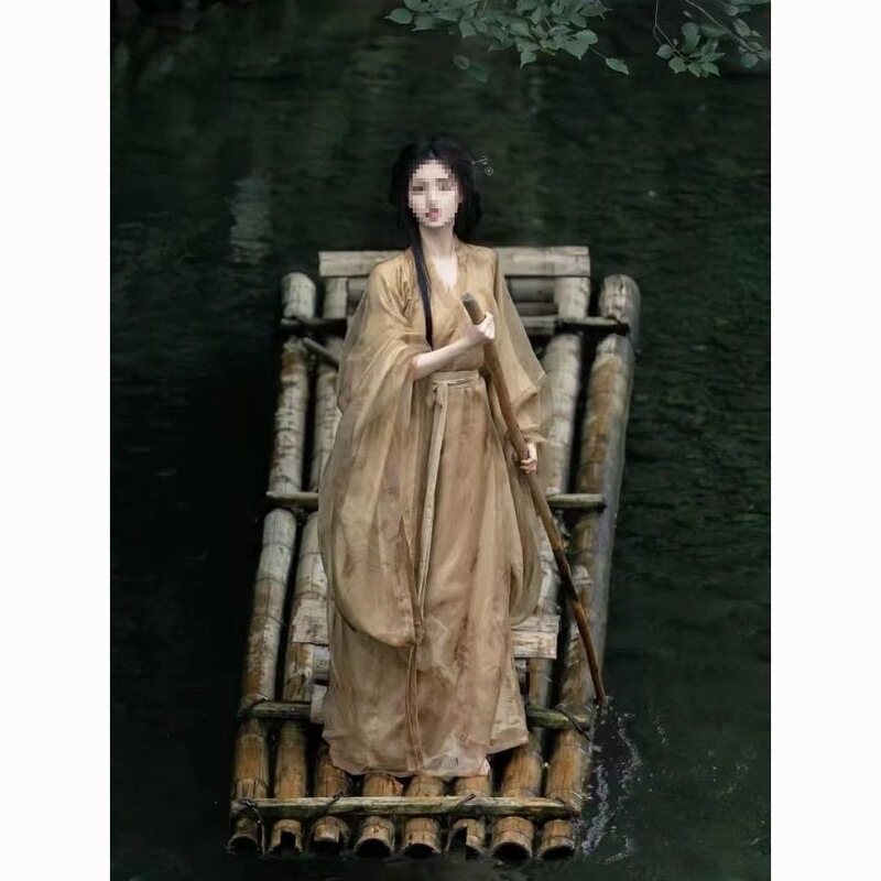 Wei and Jin Dynasty Hanfu Yunyan Summer and Autumn Straight Hem Cross-Collar Large Sleeve Cool Ancient Style Fairy Women's Clothing Set