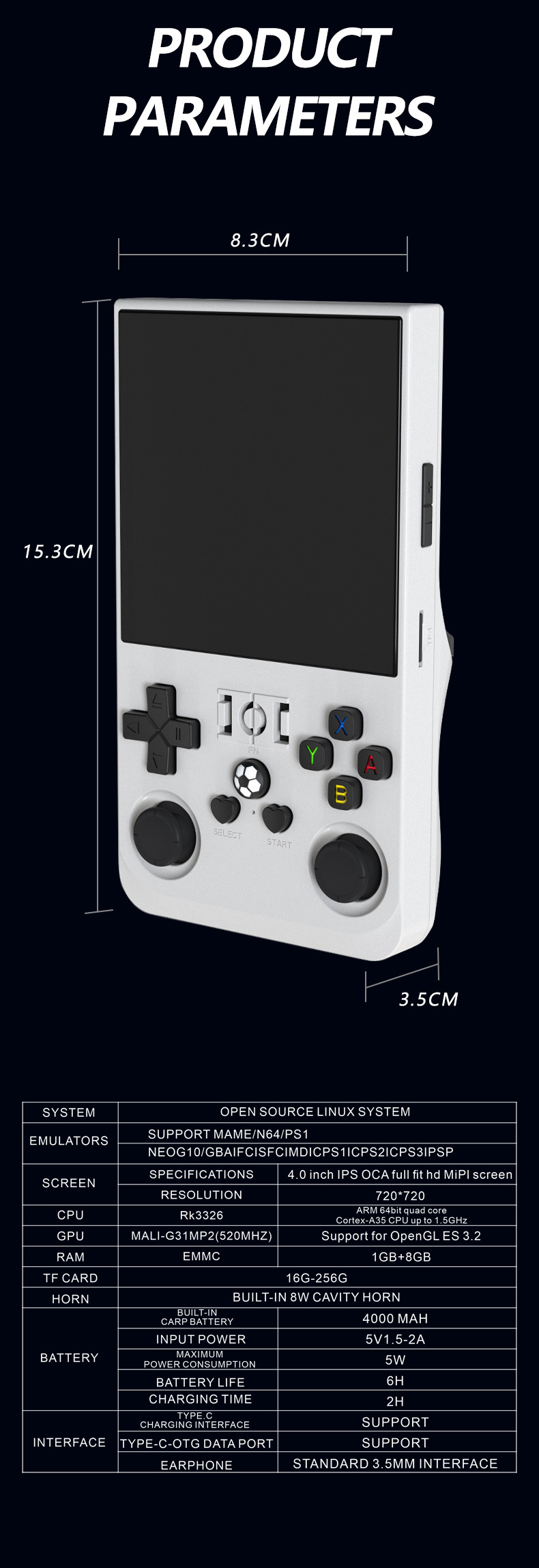 New R36MAX Open Source Handheld Retro Game Console 4.0inch IPS Screen Portable Pocket Arcade_voghion.com