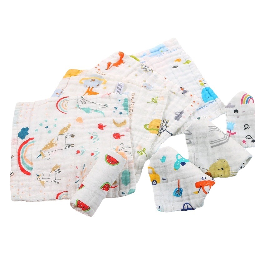 Square Towel Six-Layer Yarn Pure Cotton Baby Type a Handkerchief Square Towel Kidsren's Baby Saliva Small Square Towel Pure Cotton Summer Kidsren's Quilt