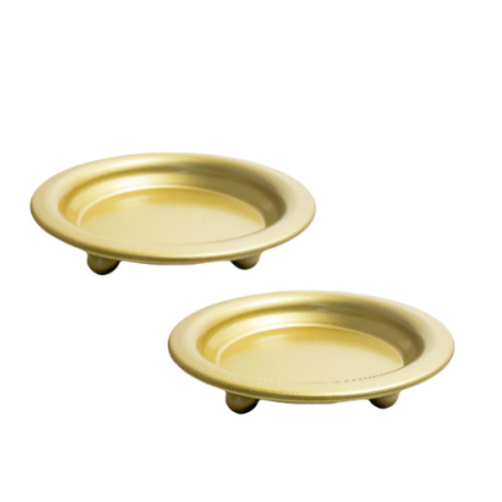 2024 nuevo estilo americano negro redondo bandeja de vela de bananas decoración del hogar candelabro pequeño bandeja de vela de hierro forjado