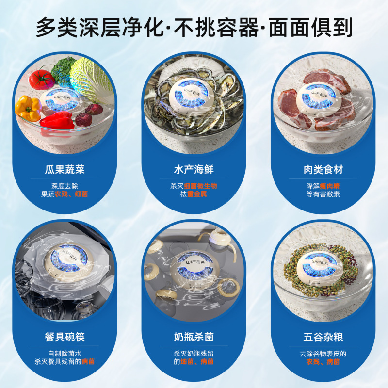 抖音厨房全自动旋转果蔬净化器清洗水果肉类多功能无线消毒洗菜机|undefined